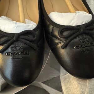 COACH Black Leather Quilted Ballet Flats🖤
